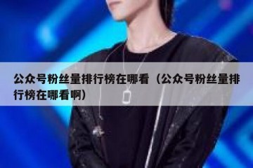 公众号粉丝量排行榜在哪看（公众号粉丝量排行榜在哪看啊）