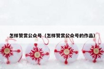 怎样赞赏公众号（怎样赞赏公众号的作品）