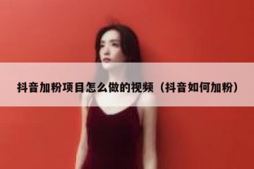 抖音加粉项目怎么做的视频（抖音如何加粉）