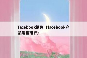 facebook销售（facebook产品销售排行）