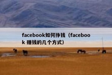 facebook如何挣钱（facebook 赚钱的几个方式）