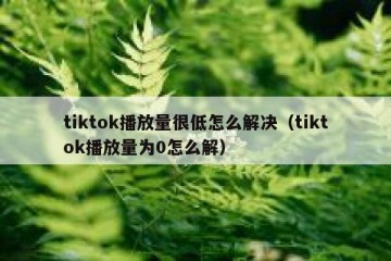 tiktok播放量很低怎么解决（tiktok播放量为0怎么解）