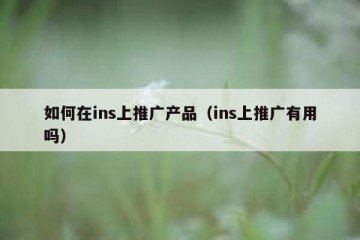 如何在ins上推广产品（ins上推广有用吗）
