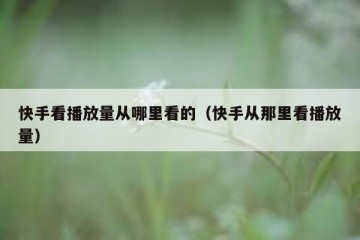 快手看播放量从哪里看的（快手从那里看播放量）