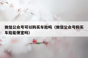微信公众号可以购买车险吗（微信公众号购买车险能便宜吗）
