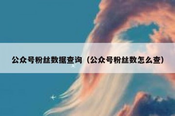 公众号粉丝数据查询（公众号粉丝数怎么查）