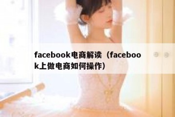 facebook电商解读（facebook上做电商如何操作）