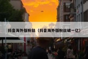 抖音海外版粉丝（抖音海外版粉丝破一亿）