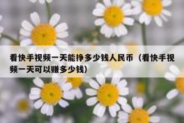 看快手视频一天能挣多少钱人民币（看快手视频一天可以赚多少钱）