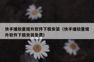 快手播放量提升软件下载安装（快手播放量提升软件下载安装免费）