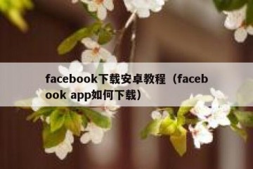 facebook下载安卓教程（facebook app如何下载）