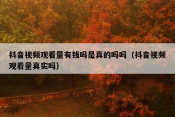 抖音视频观看量有钱吗是真的吗吗（抖音视频观看量真实吗）