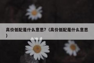 高价低配是什么意思?（高价低配是什么意思）