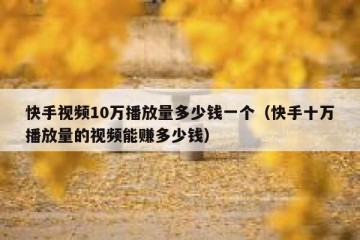 快手视频10万播放量多少钱一个（快手十万播放量的视频能赚多少钱）