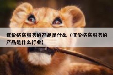 低价格高服务的产品是什么（低价格高服务的产品是什么行业）