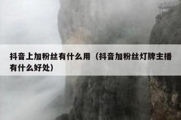 抖音上加粉丝有什么用（抖音加粉丝灯牌主播有什么好处）