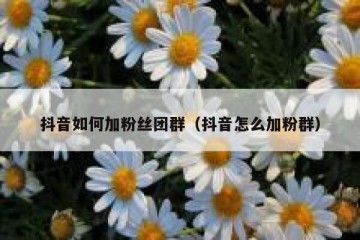抖音如何加粉丝团群（抖音怎么加粉群）