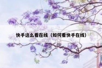 快手这么看在线（如何看快手在线）