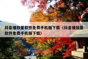 抖音播放量软件免费手机版下载（抖音播放量软件免费手机版下载）