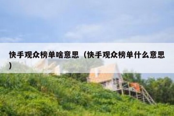 快手观众榜单啥意思（快手观众榜单什么意思）