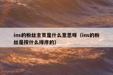 ins的粉丝主页是什么意思呀（ins的粉丝是按什么排序的）
