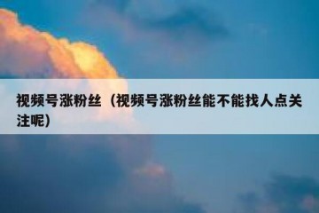 视频号涨粉丝（视频号涨粉丝能不能找人点关注呢）