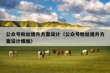 公众号粉丝提升方案设计（公众号粉丝提升方案设计模板）