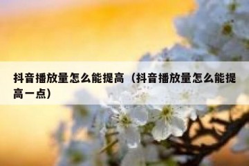 抖音播放量怎么能提高（抖音播放量怎么能提高一点）