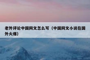 老外评论中国网文怎么写（中国网文小说在国外火爆）