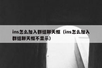 ins怎么加入群组聊天框（ins怎么加入群组聊天框不显示）