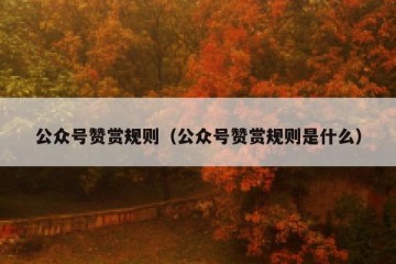 公众号赞赏规则（公众号赞赏规则是什么）