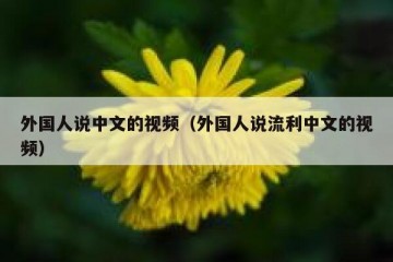 外国人说中文的视频（外国人说流利中文的视频）