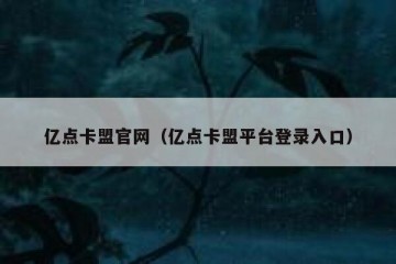 亿点卡盟官网（亿点卡盟平台登录入口）
