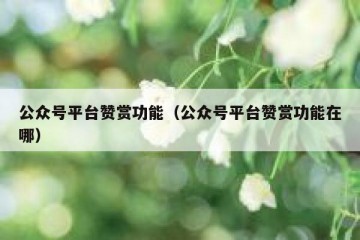公众号平台赞赏功能（公众号平台赞赏功能在哪）