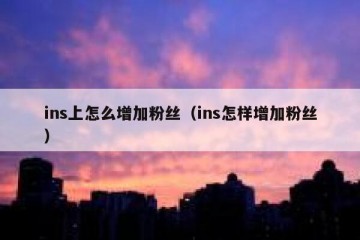ins上怎么增加粉丝（ins怎样增加粉丝）