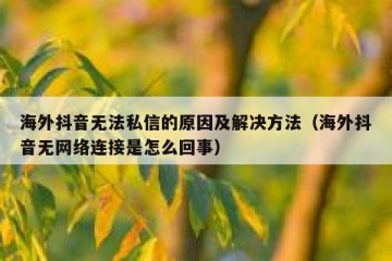 海外抖音无法私信的原因及解决方法（海外抖音无网络连接是怎么回事）