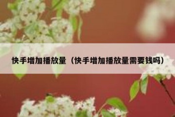 快手增加播放量（快手增加播放量需要钱吗）