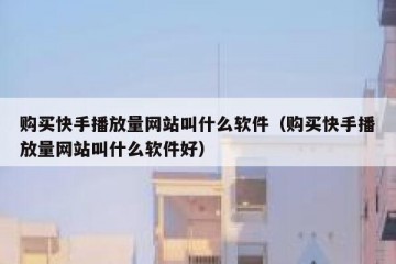 购买快手播放量网站叫什么软件（购买快手播放量网站叫什么软件好）