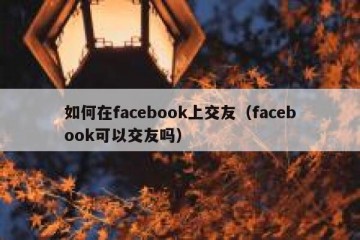 如何在facebook上交友（facebook可以交友吗）