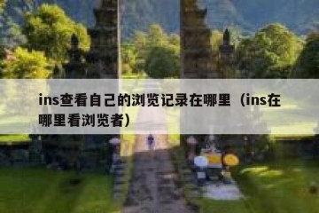 ins查看自己的浏览记录在哪里（ins在哪里看浏览者）