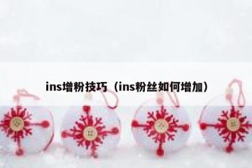 ins增粉技巧（ins粉丝如何增加）