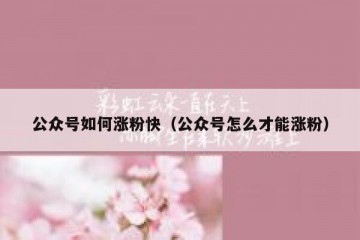 公众号如何涨粉快（公众号怎么才能涨粉）