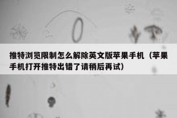 推特浏览限制怎么解除英文版苹果手机（苹果手机打开推特出错了请稍后再试）