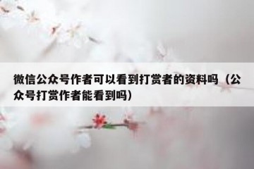 微信公众号作者可以看到打赏者的资料吗（公众号打赏作者能看到吗）
