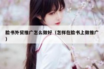 脸书外贸推广怎么做好（怎样在脸书上做推广）