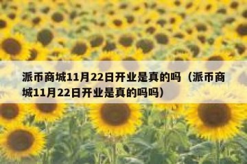 派币商城11月22日开业是真的吗（派币商城11月22日开业是真的吗吗）