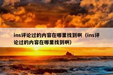 ins评论过的内容在哪里找到啊（ins评论过的内容在哪里找到啊）
