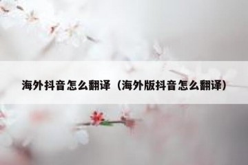 海外抖音怎么翻译（海外版抖音怎么翻译）