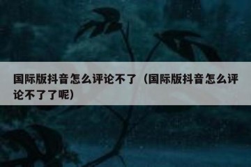 国际版抖音怎么评论不了（国际版抖音怎么评论不了了呢）