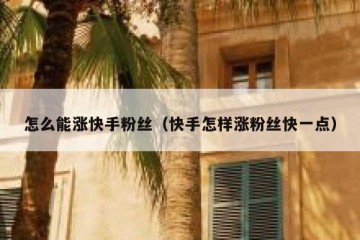 怎么能涨快手粉丝（快手怎样涨粉丝快一点）